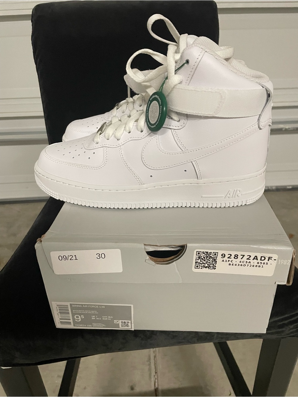 Nike Womens Nike Air Force 1 High Triple White High-Top Sneakers with Strap